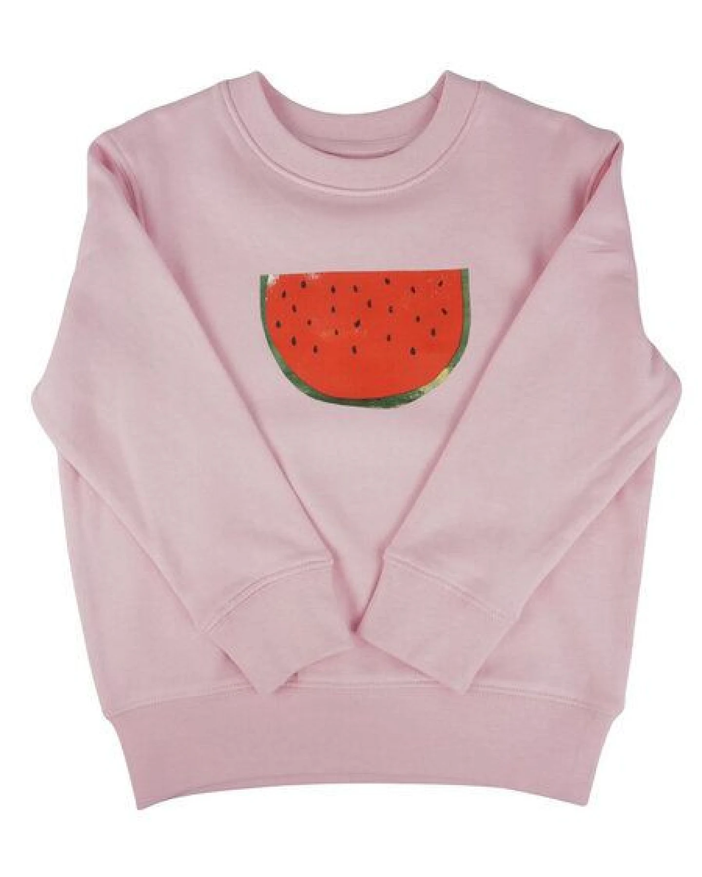 Meladi Kinder Sweater aus Biobaumwolle - Melone auf Light Pink – Ansicht 3
