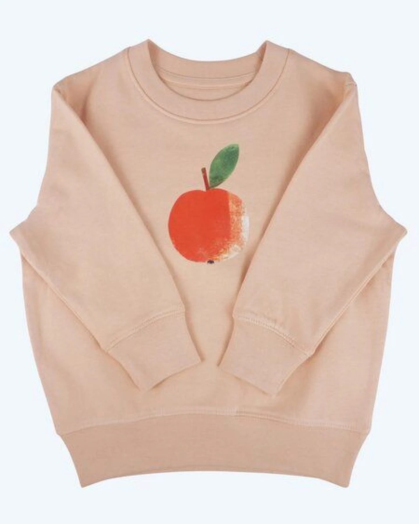 MELAdi Kinder Sweater aus Biobaumwolle - Apfel auf Creme Latte – Ansicht 2