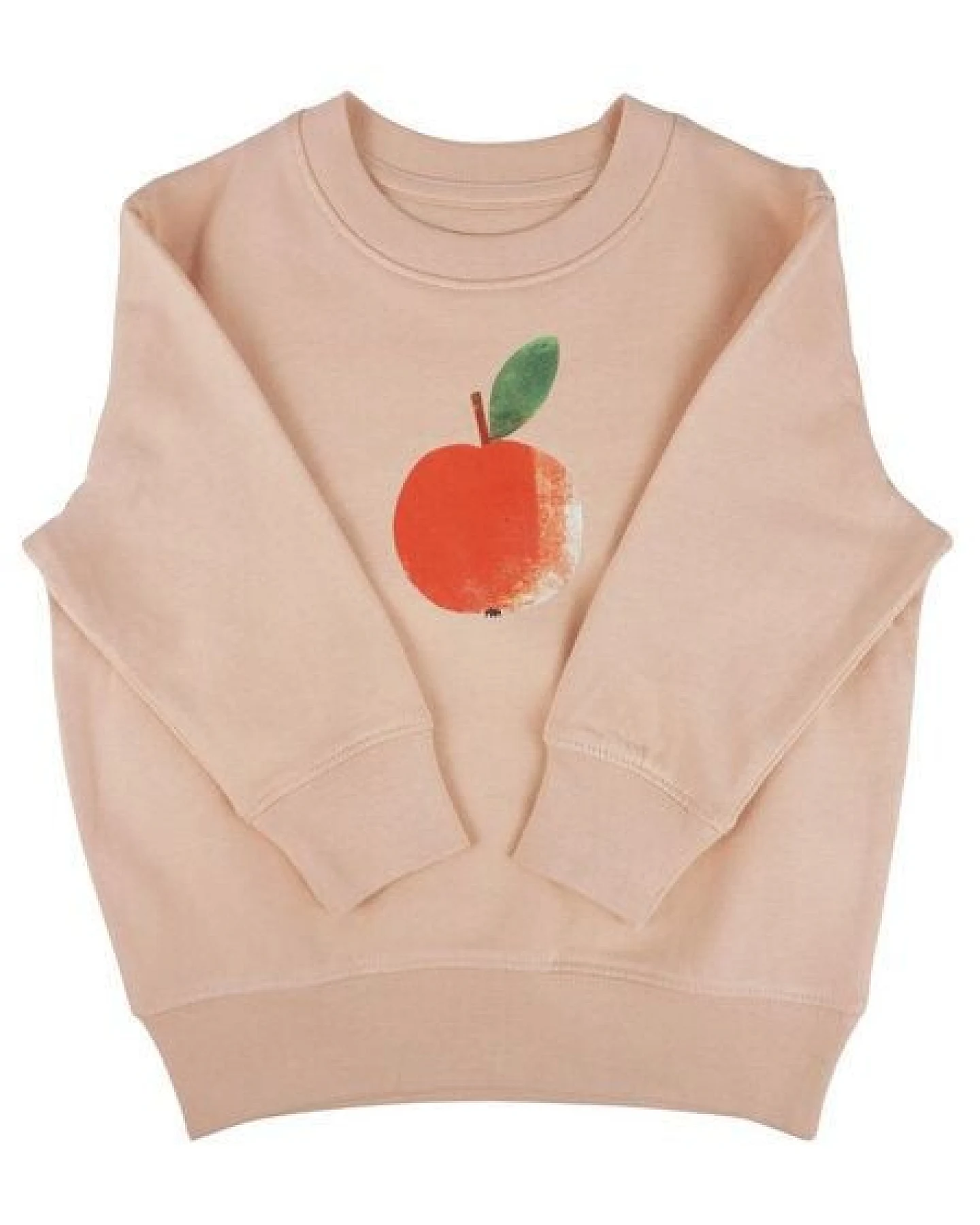 Meladi Kinder Sweater aus Biobaumwolle - Apfel auf Creme Latte – Ansicht 3