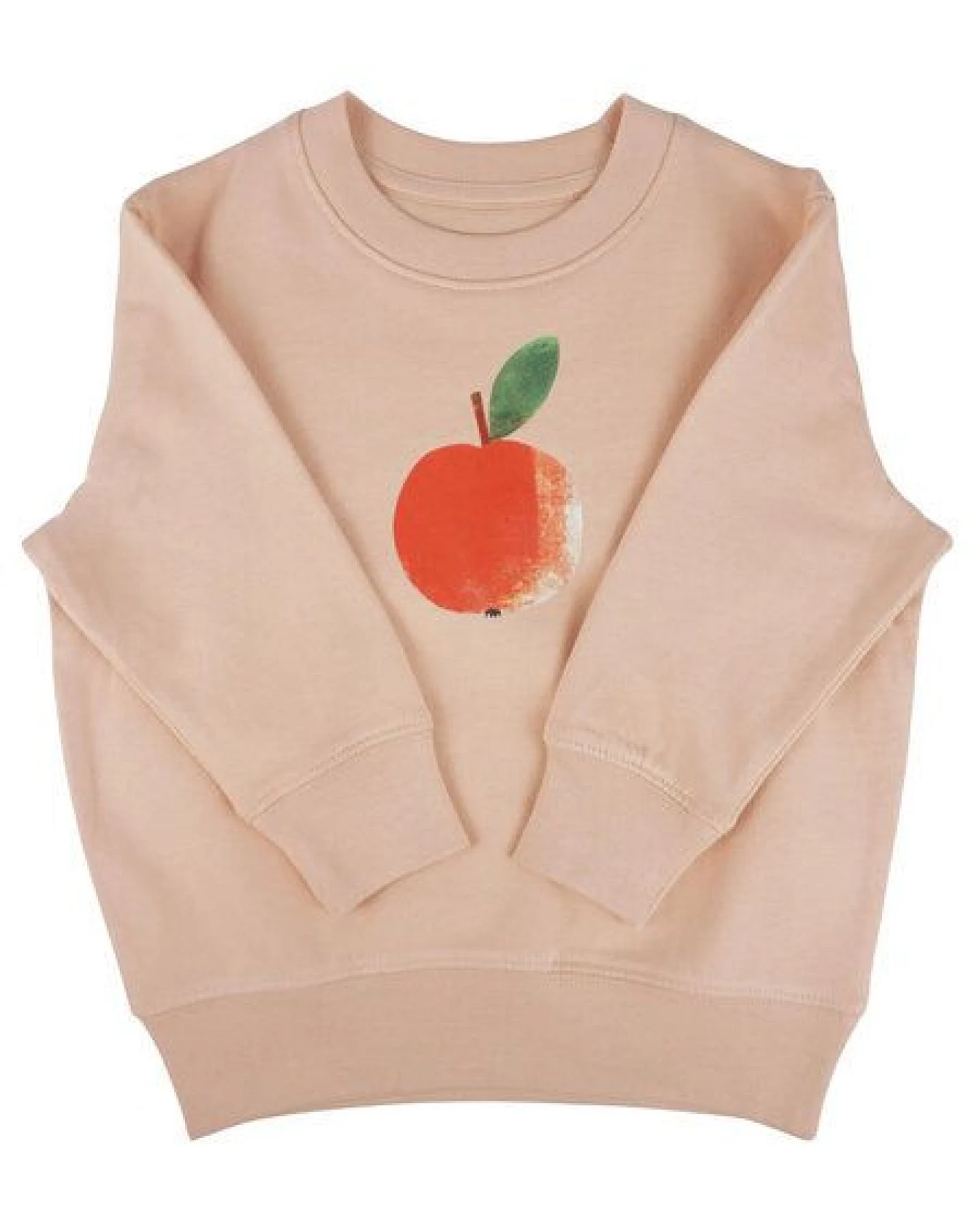 Meladi Kinder Sweater aus Biobaumwolle - Apfel auf Creme Latte – Ansicht 3