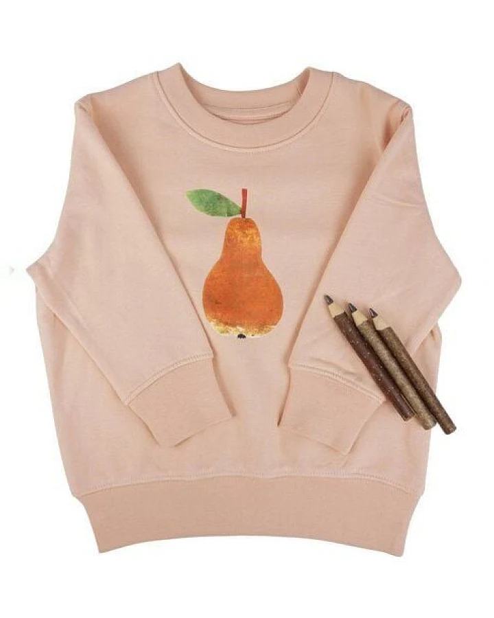 Meladi Kinder Sweater aus Biobaumwolle - Birne auf Creme Latte