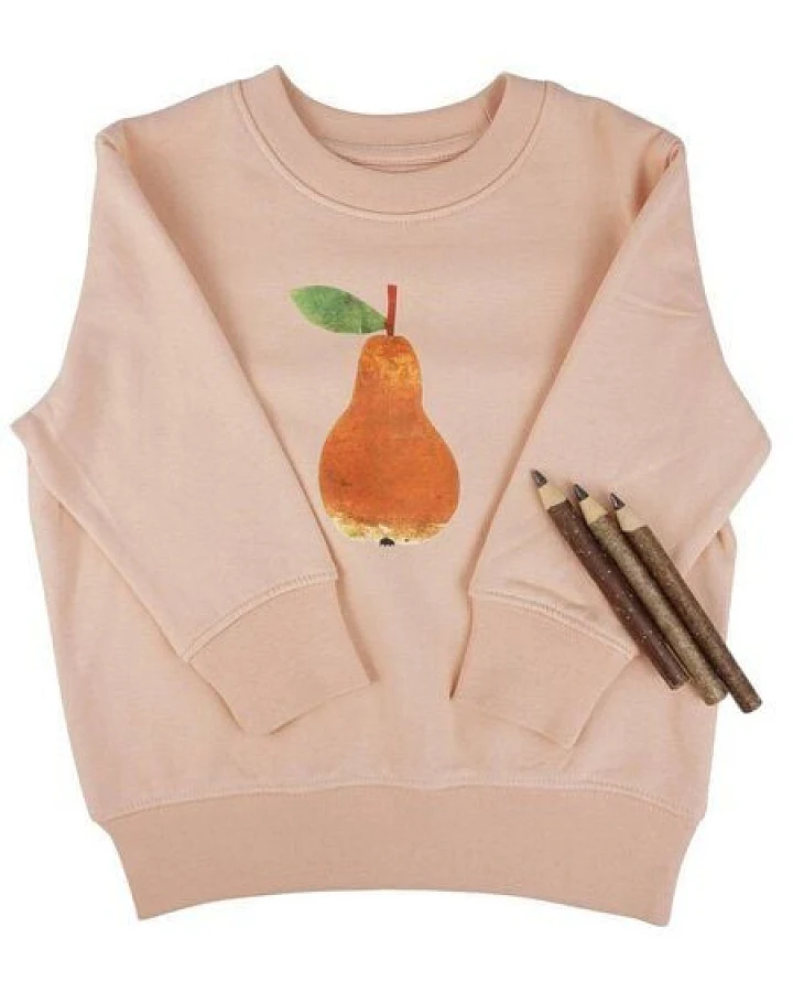 Meladi Kinder Sweater aus Biobaumwolle - Birne auf Creme Latte