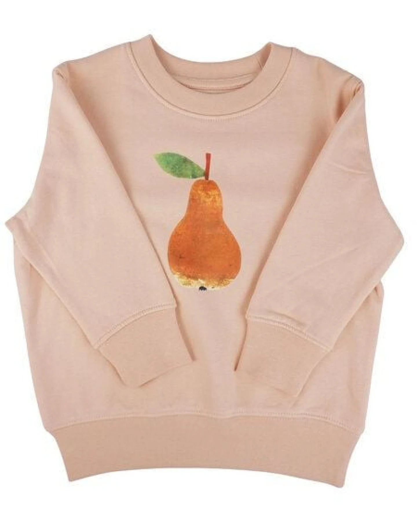 Meladi Kinder Sweater aus Biobaumwolle - Birne auf Creme Latte – Ansicht 4