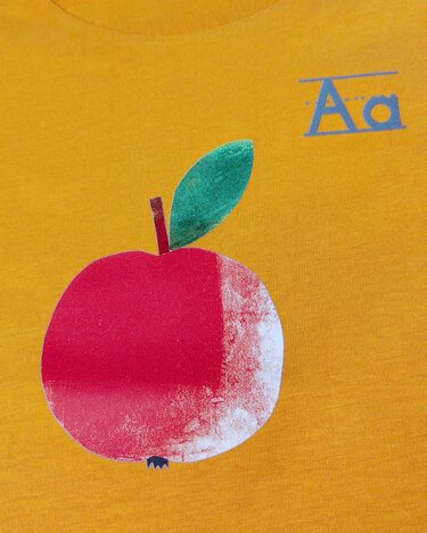 Meladi Kinder Shirt aus Biobaumwolle - Apfel auf Ocre Gelb – Ansicht 3