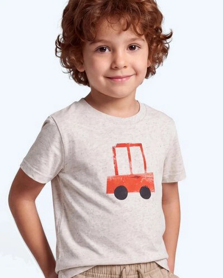 MELAdi Kinder Shirt aus Biobaumwolle - Rotes Auto aus Eco Heather