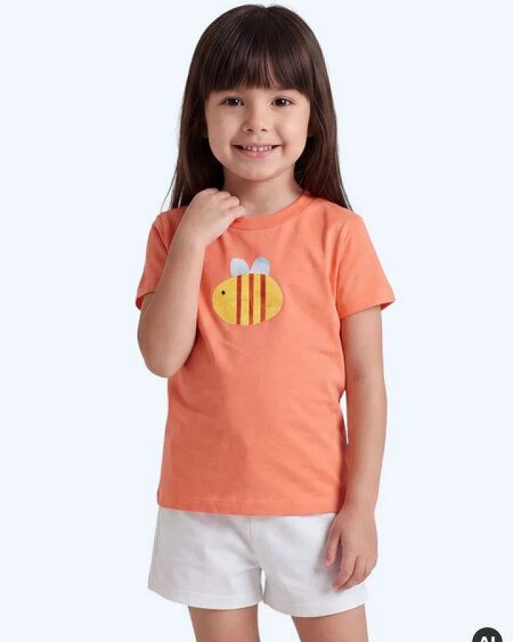 MELAdi Kinder Shirt aus Biobaumwolle - Hummel auf Orange