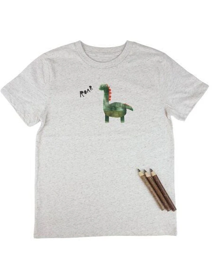 Meladi Kinder Shirt aus Biobaumwolle - Dinosaurier aus Eco Heather