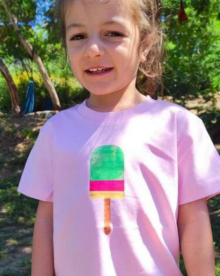 Meladi Kinder Shirt aus Biobaumwolle - Eis am Stiel auf Pink