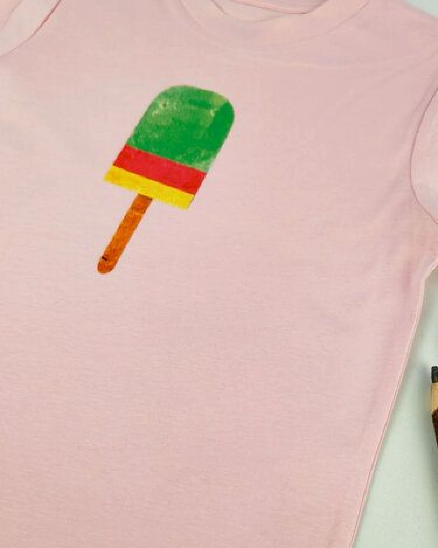 Meladi Kinder Shirt aus Biobaumwolle - Eis am Stiel auf Pink – Ansicht 3