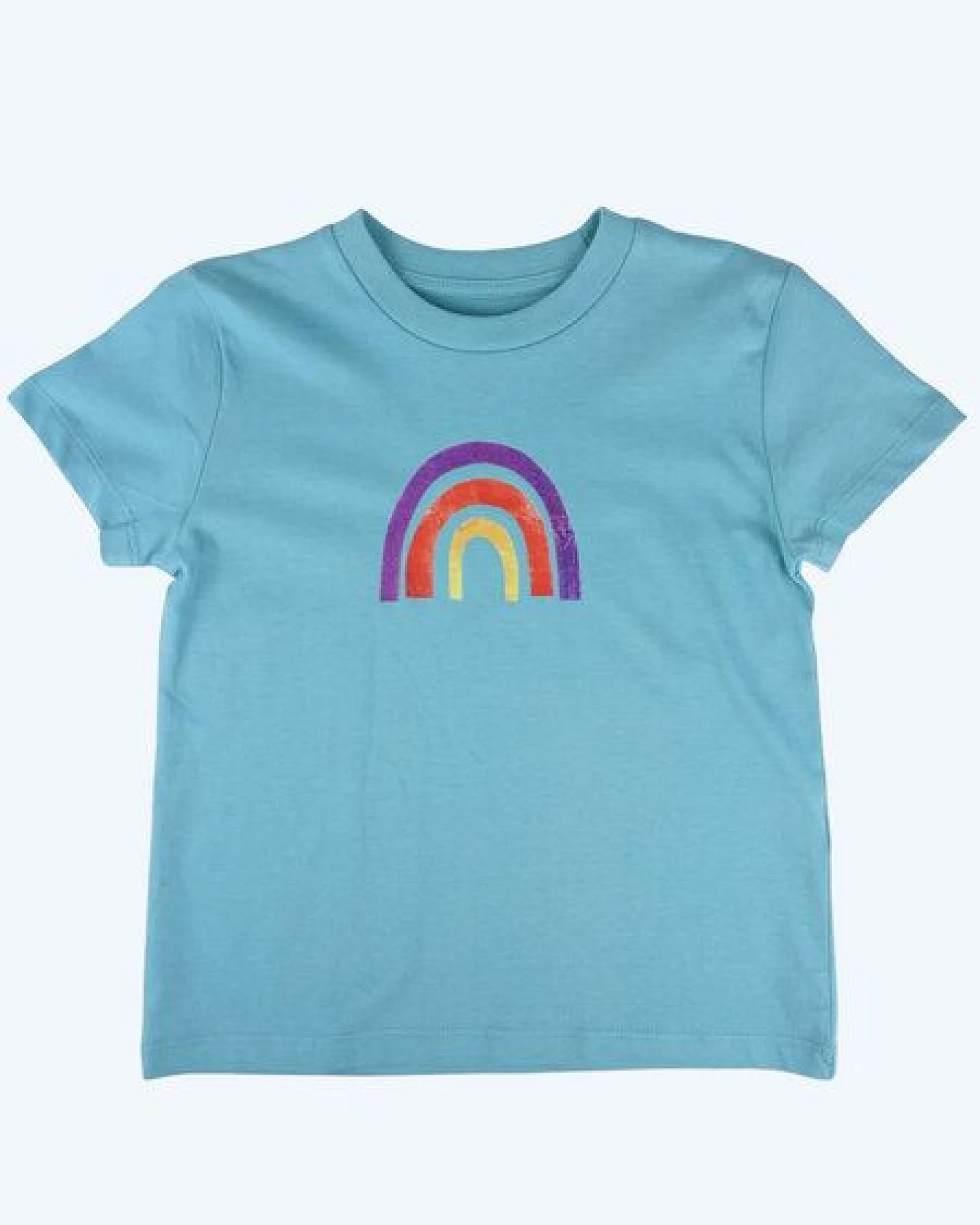 MELAdi Kinder Shirt aus Biobaumwolle - Regenbogen auf Türkis – Ansicht 3