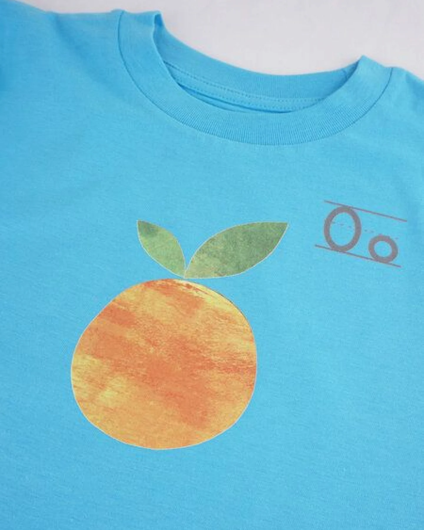 MELAdi Kinder Shirt aus Biobaumwolle - Orange auf Aqua Blue – Ansicht 4