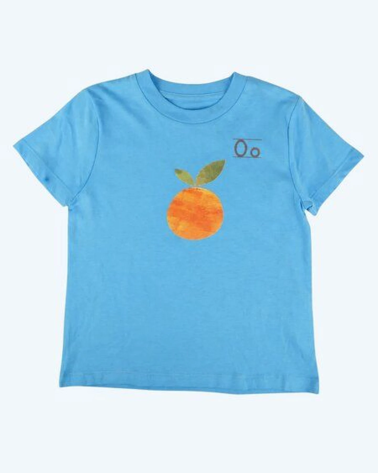 MELAdi Kinder Shirt aus Biobaumwolle - Orange auf Aqua Blue – Ansicht 3