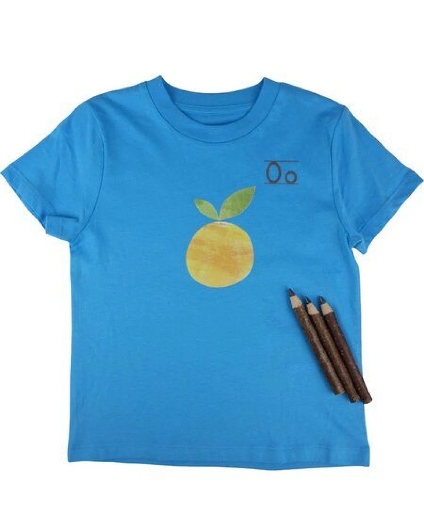 Meladi Kinder Shirt aus Biobaumwolle - Orange auf Aqua Blue – Ansicht 3