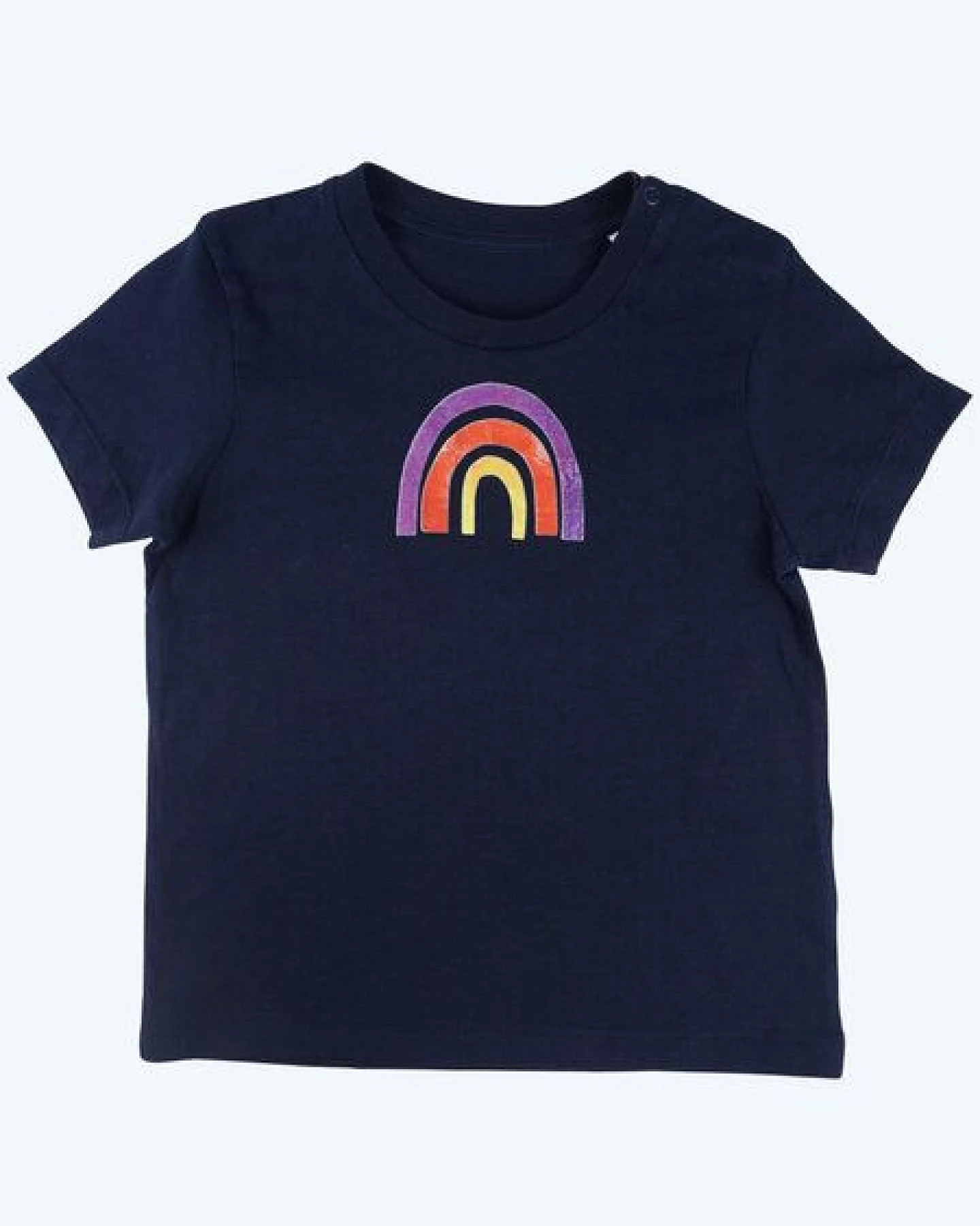 MELAdi Kinder Baby - Shirt aus Biobaumwolle - Regenbogen auf Navy Blau – Ansicht 2