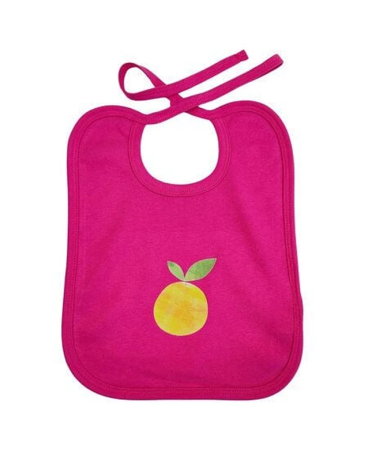 Meladi Kinder Baby-Lätzchen aus Biobaumwolle - Orange auf Hot Pink