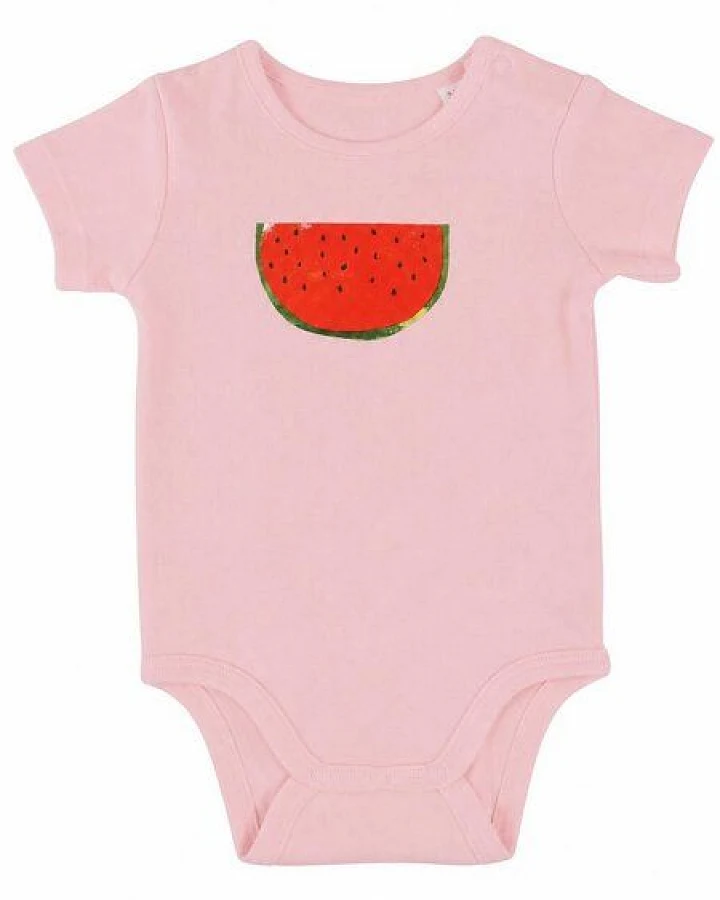 MELAdi Kinder Baby - Body aus Biobaumwolle - Melone auf Pink