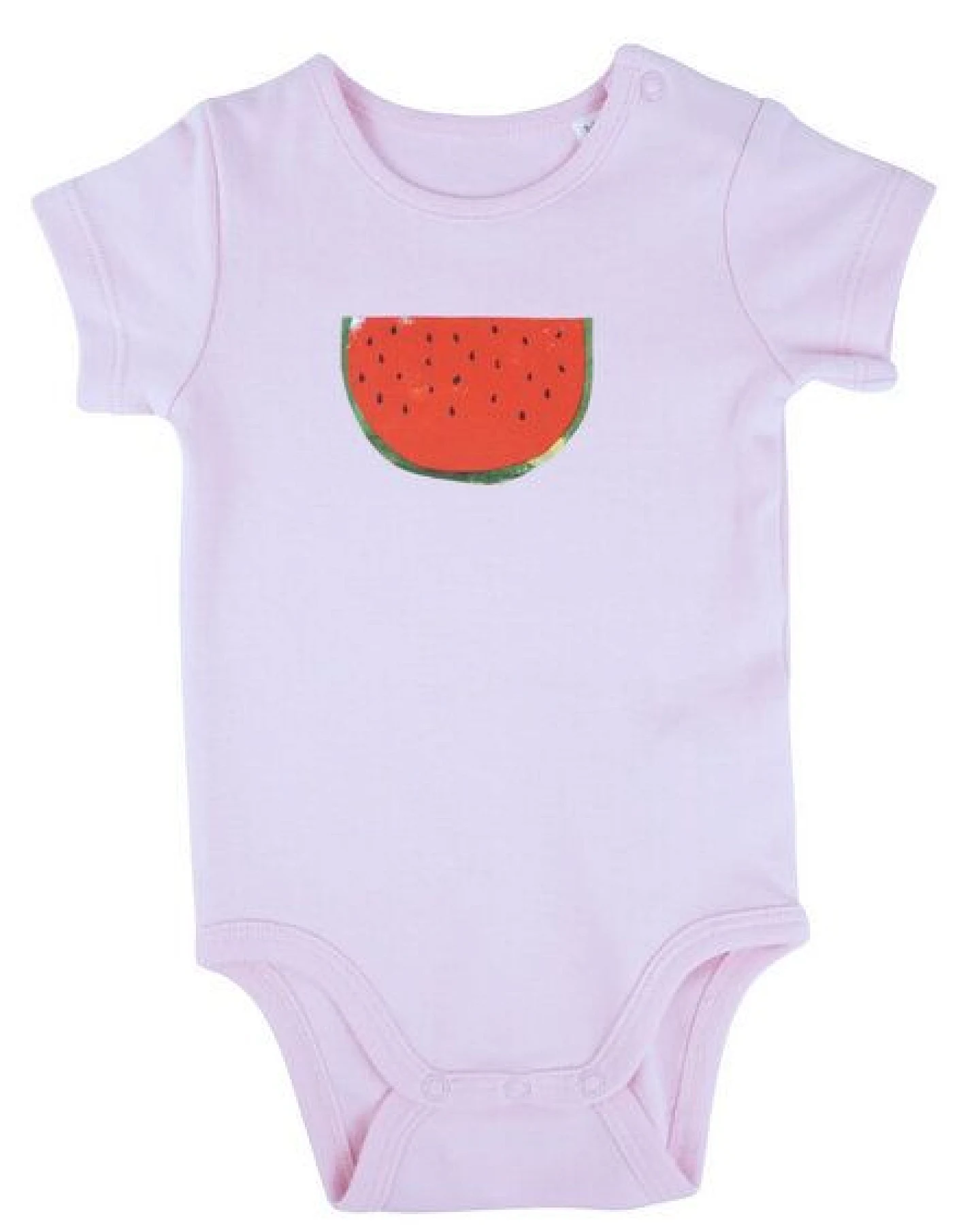 Meladi Kinder Baby-Body aus Biobaumwolle - Melone auf Pink – Ansicht 2