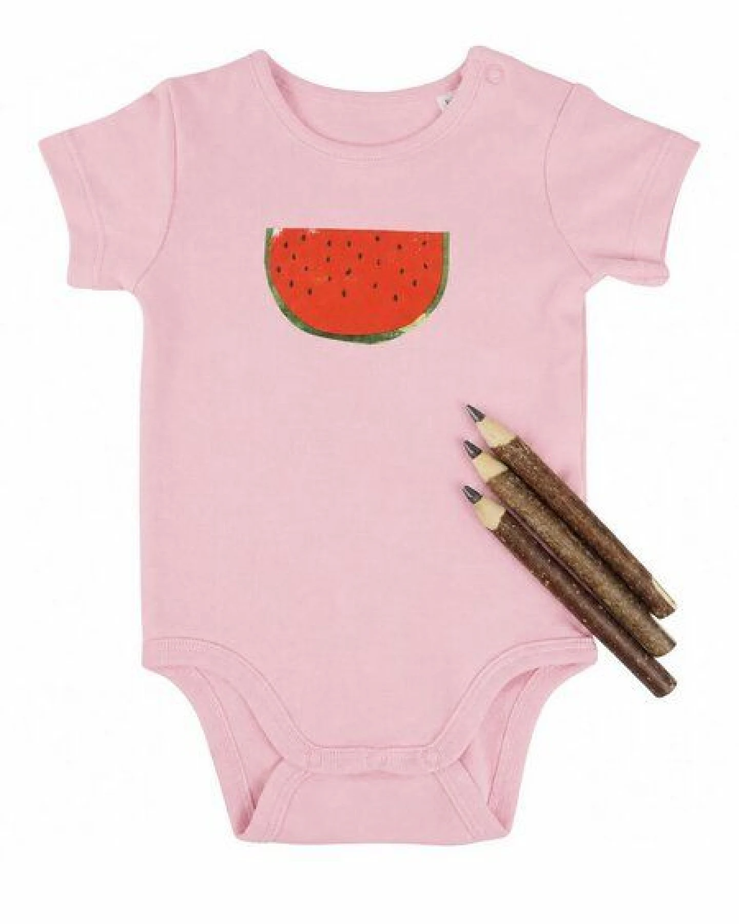 MELAdi Kinder Baby - Body aus Biobaumwolle - Melone auf Pink – Ansicht 2
