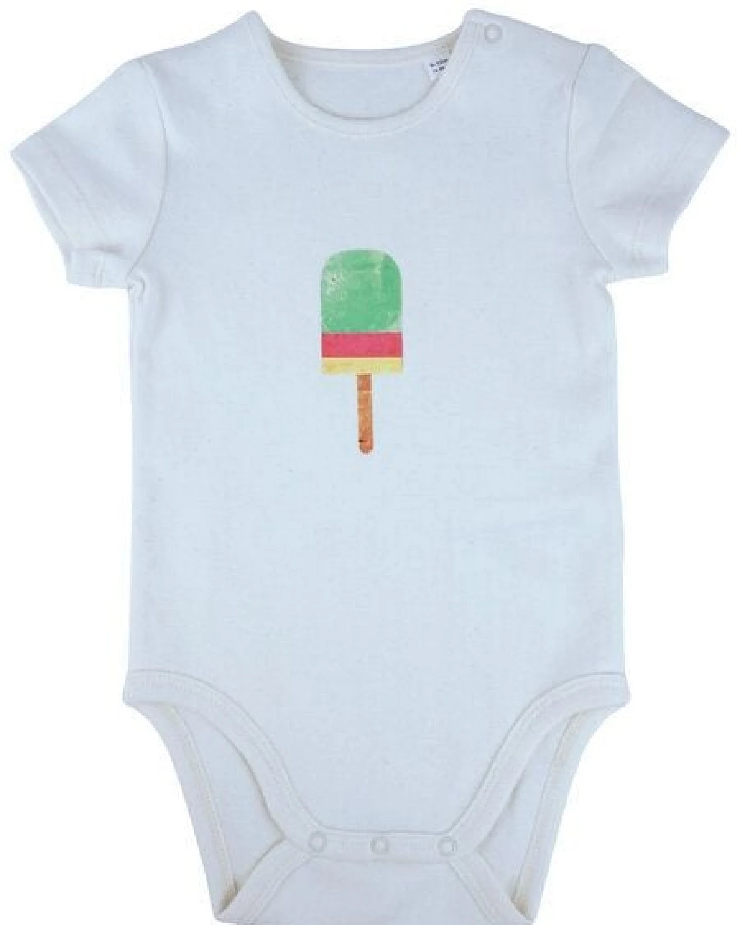 Meladi Kinder Baby-Body aus Biobaumwolle - Eis am Stiel auf Natural Raw – Ansicht 2