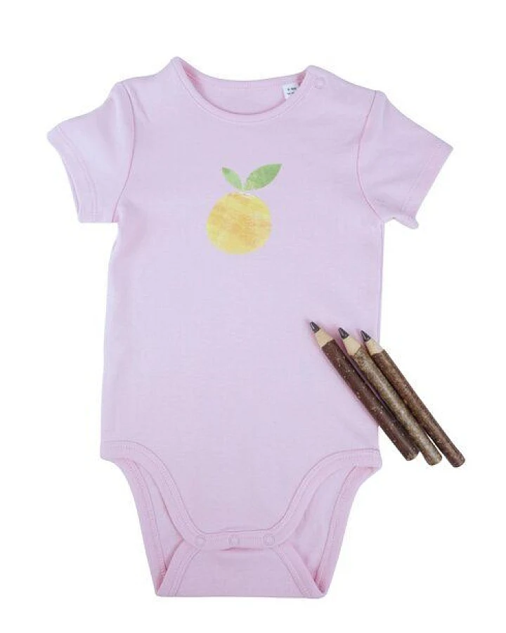 Meladi Kinder Baby-Body aus Biobaumwolle - Orange auf Pink