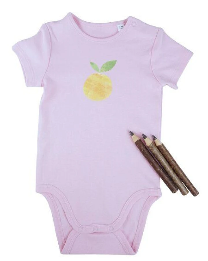 Meladi Kinder Baby-Body aus Biobaumwolle - Orange auf Pink