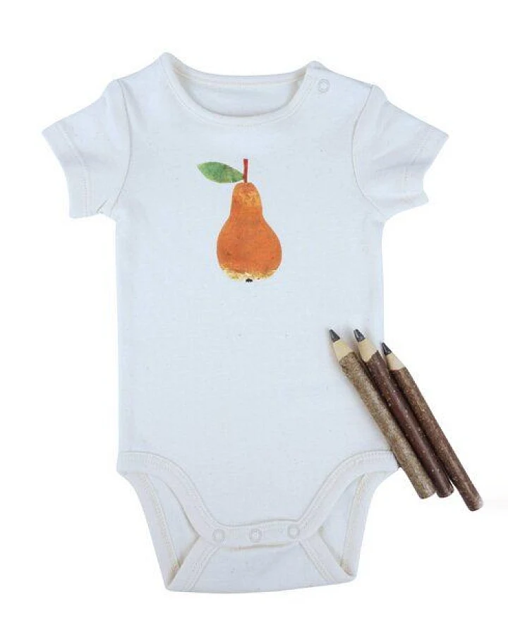 Meladi Kinder Baby-Body aus Biobaumwolle - Birne auf Natural Raw