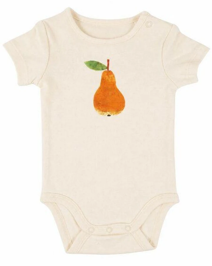 MELAdi Kinder Baby - Body aus Biobaumwolle - Birne auf Natural Raw