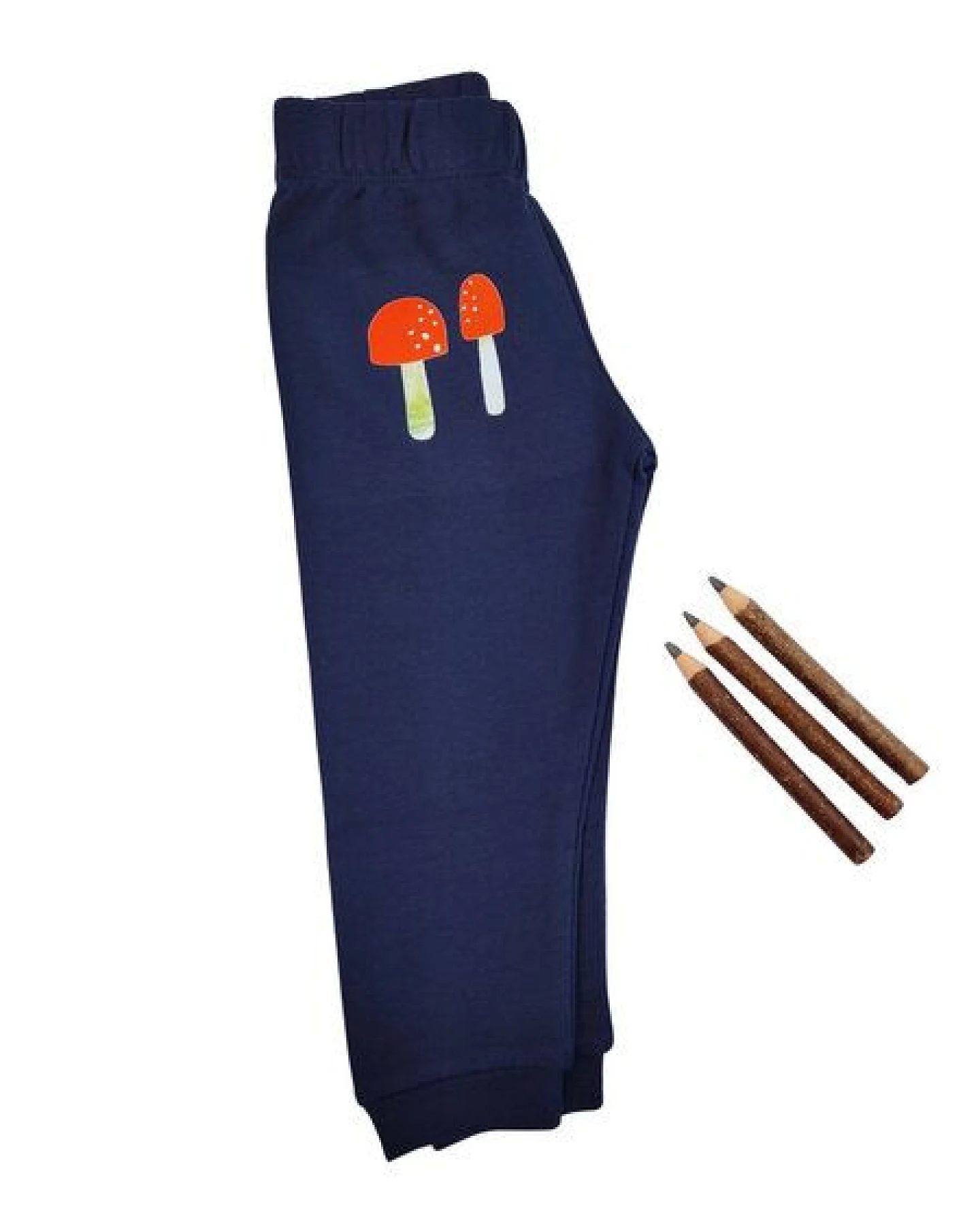 Meladi Kinder Baby-Hose aus Biobaumwolle - Pilze auf Navy Blau – Ansicht 2
