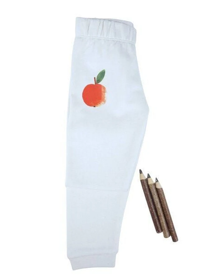 Meladi Kinder Baby-Hose aus Biobaumwolle - Apfel auf Natural Raw