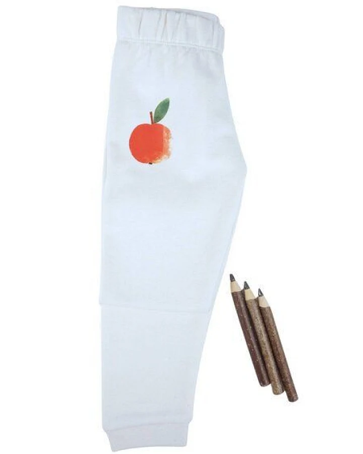 Meladi Kinder Baby-Hose aus Biobaumwolle - Apfel auf Natural Raw