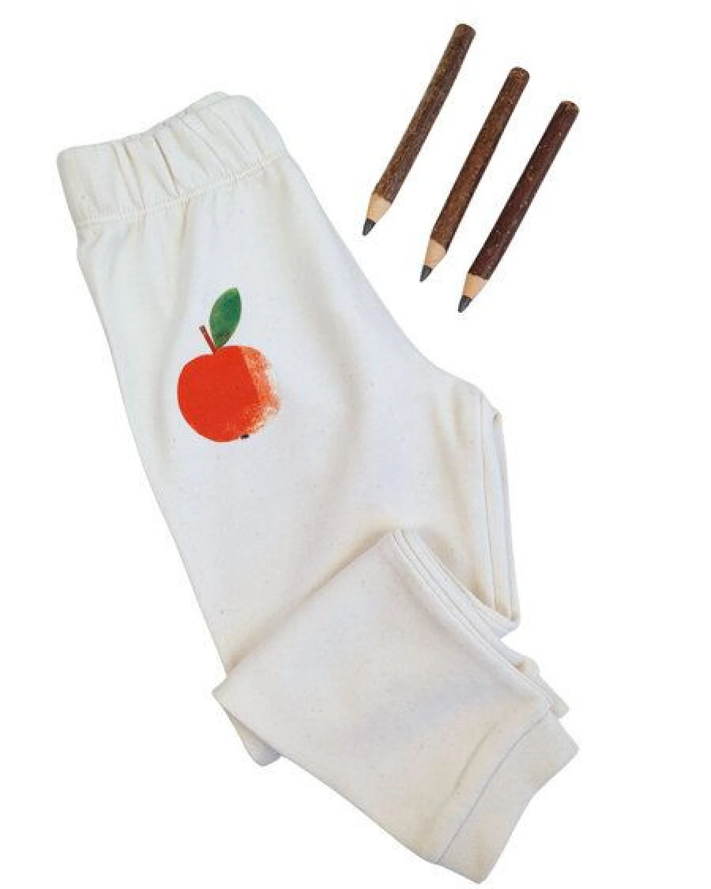 Meladi Kinder Baby-Hose aus Biobaumwolle - Apfel auf Natural Raw – Ansicht 2