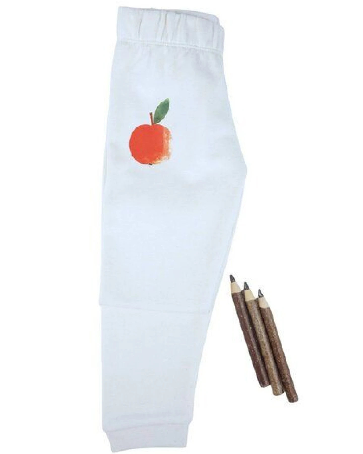Meladi Kinder Baby-Hose aus Biobaumwolle - Apfel auf Natural Raw – Ansicht 2