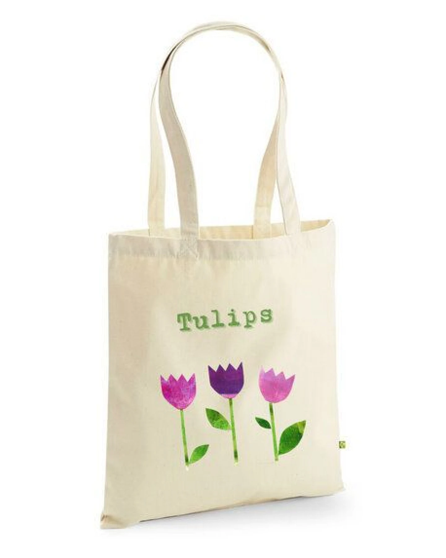 MELAdi Tragetasche / Tote Bag aus Biobaumwolle - Tulpen auf Naturweiß – Ansicht 2