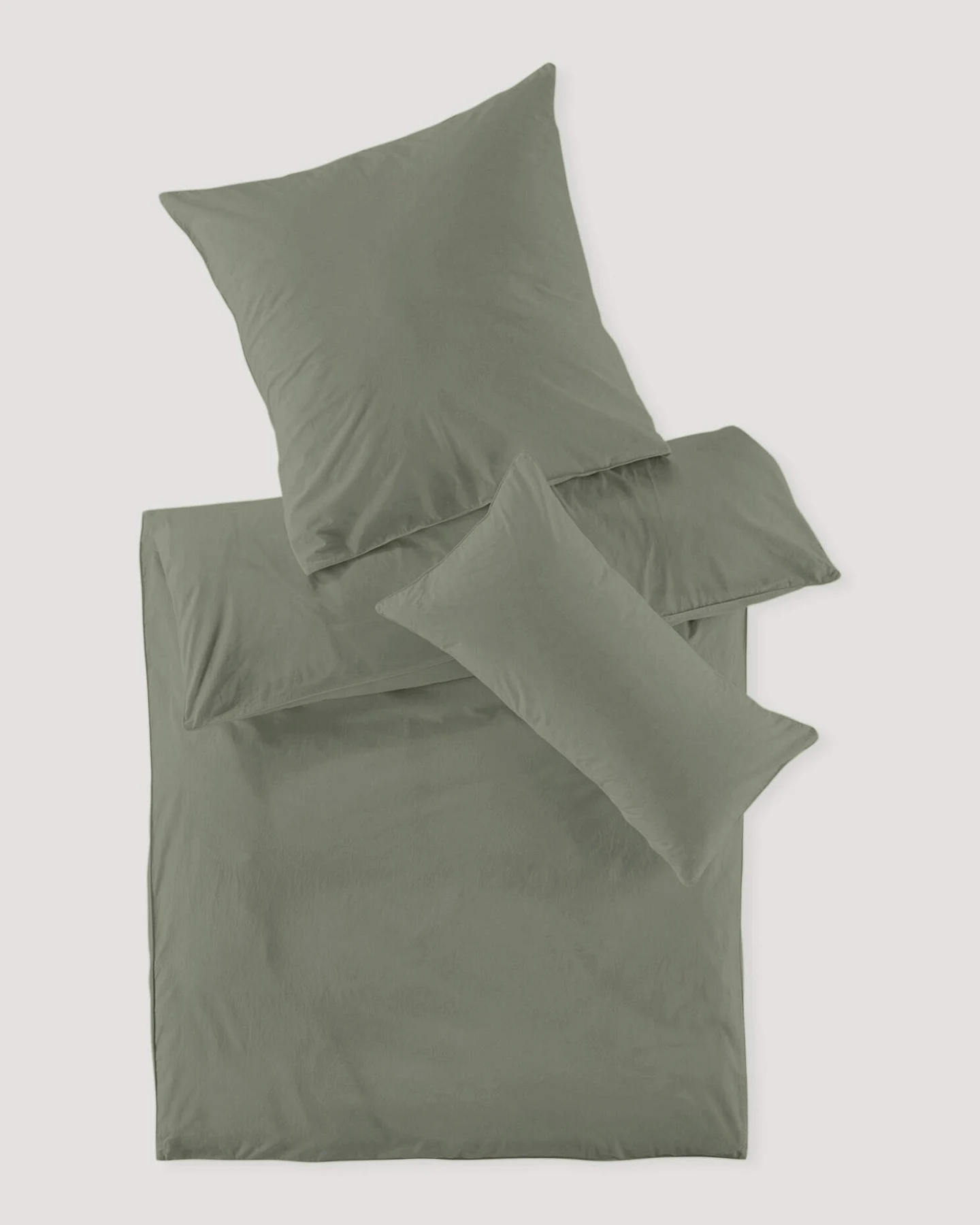 hessnatur Perkal Bettwäsche-Set aus Bio-Baumwolle - grün - Größe 240x220 / 2x80x80 cm – Ansicht 2
