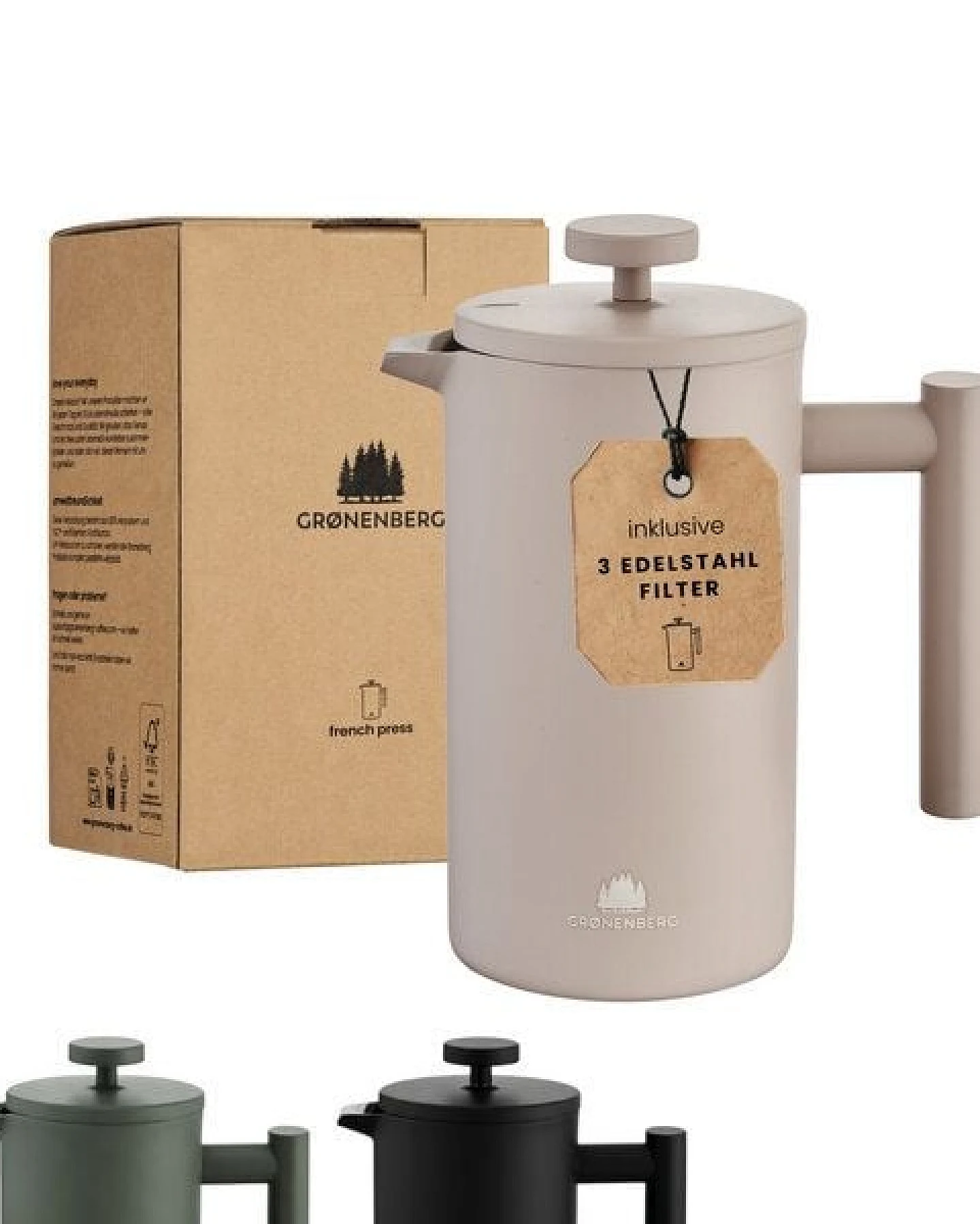 GROENENBERG Edelstahl French Press bunt 0,6 oder 1 Liter – Ansicht 2