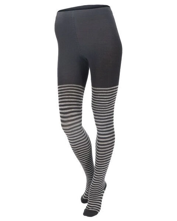 grödo Damen Strumpfhose Ringel kbT Wolle Bio Baumwolle Elasthan