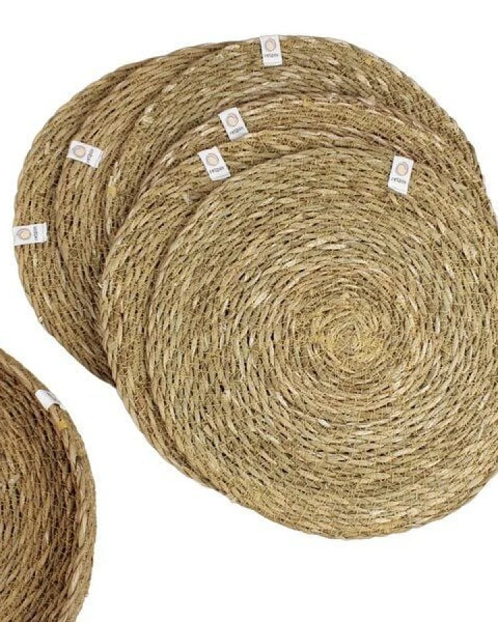 reSpiin Seegras-Tischsets mit Halter - 6er-Set - Natur