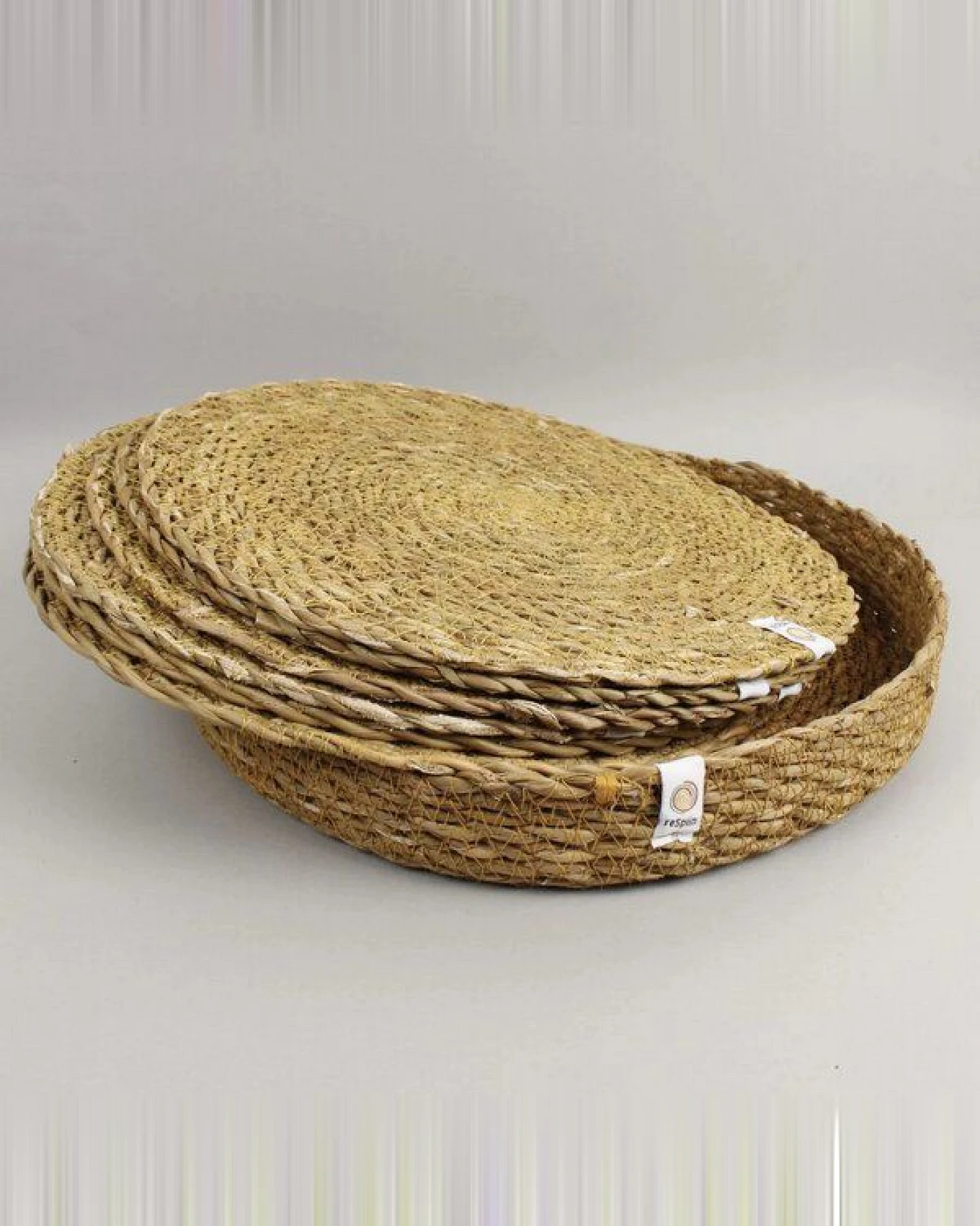 reSpiin Seegras-Tischsets mit Halter - 6er-Set - Natur – Ansicht 3