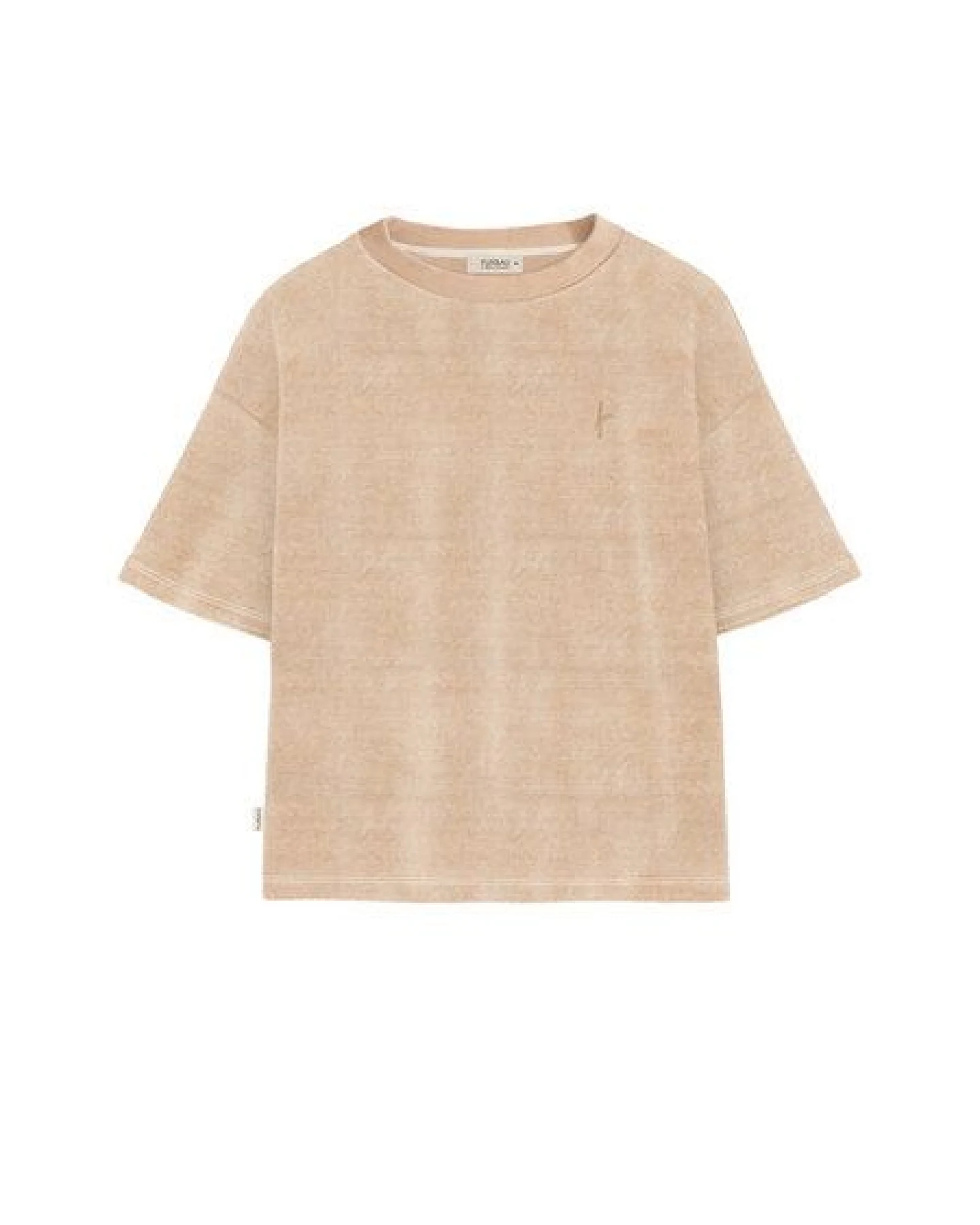 FUXBAU Frauen Cropped Samt T-Shirt - beige gelb geriffelt – Ansicht 2