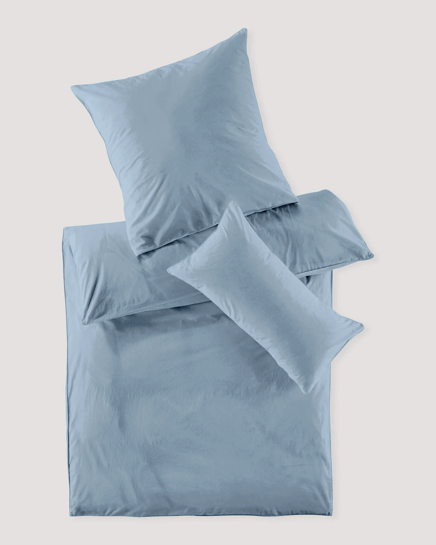 hessnatur Perkal Bettwäsche-Set aus Bio-Baumwolle - blau - Größe 240x220 / 2x40x80 cm – Ansicht 2
