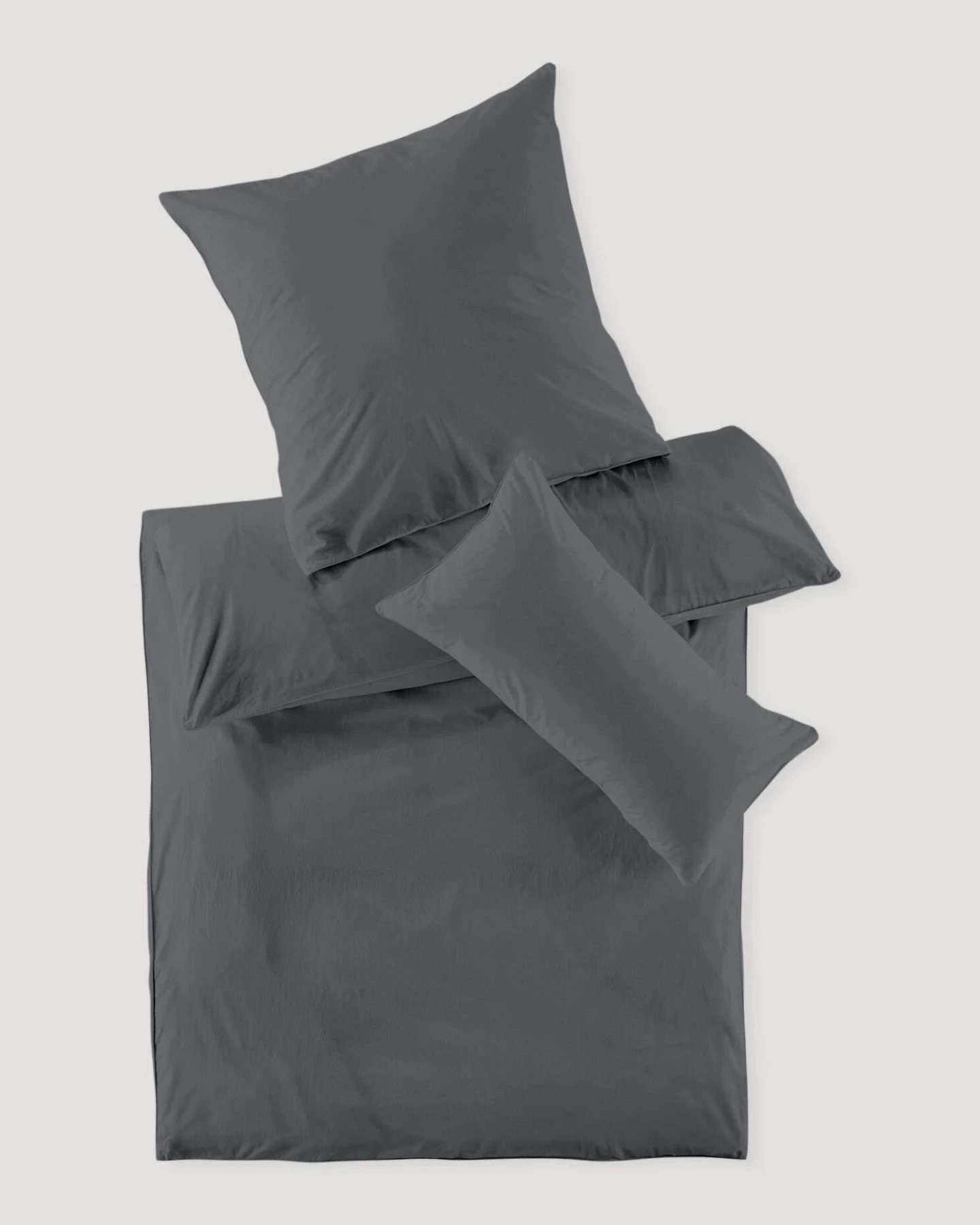 hessnatur Perkal Bettwäsche-Set aus Bio-Baumwolle - grau - Größe 155x220 / 40x80 cm – Ansicht 2