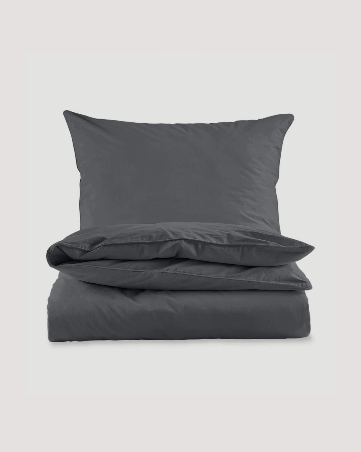 hessnatur Perkal Bettwäsche-Set aus Bio-Baumwolle - grau - Größe 155x220 / 40x80 cm – Ansicht 3