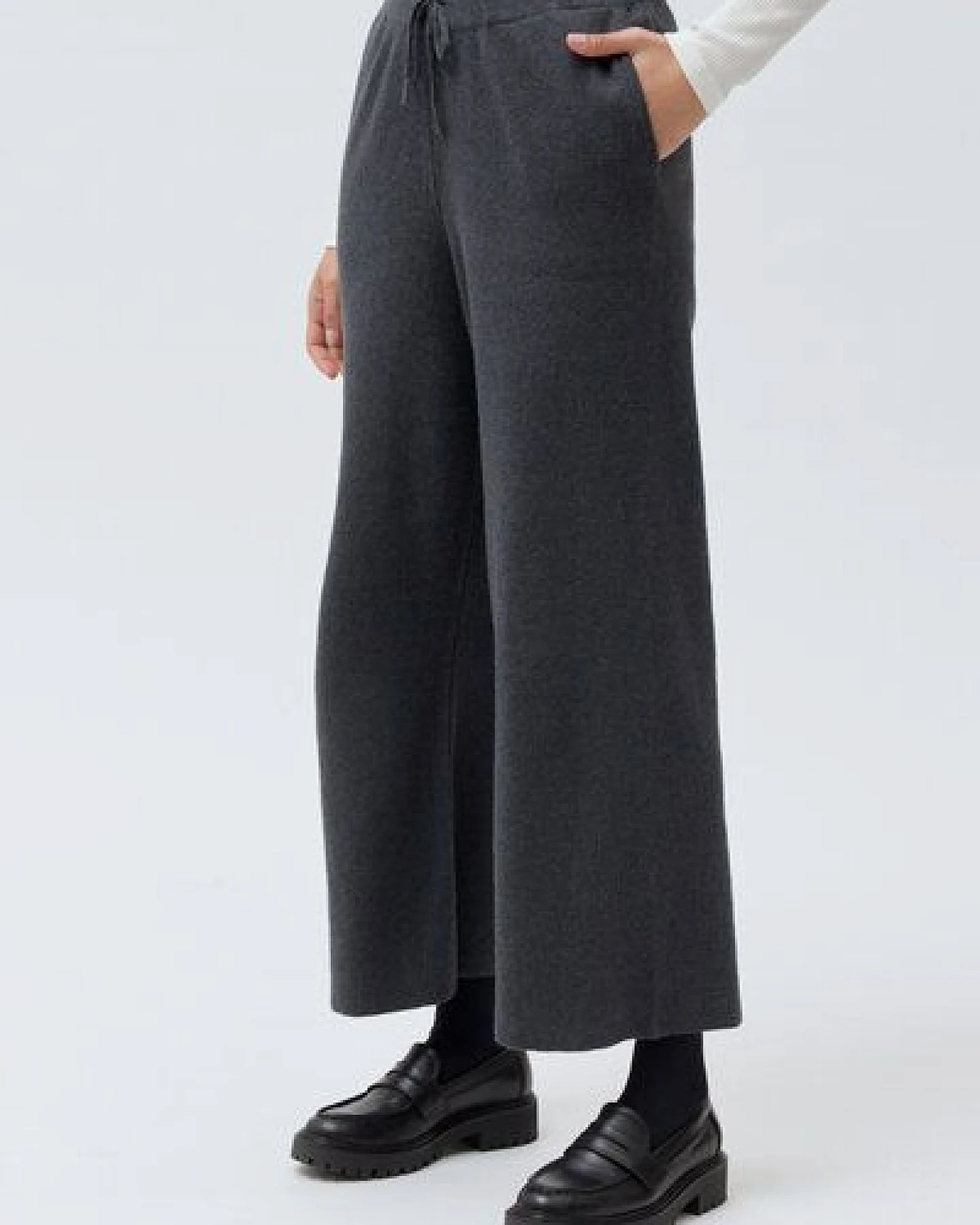 People Wear Organic Strickhose, grau mélange, Bio-Baumwolle, 7/8 Länge – Ansicht 2