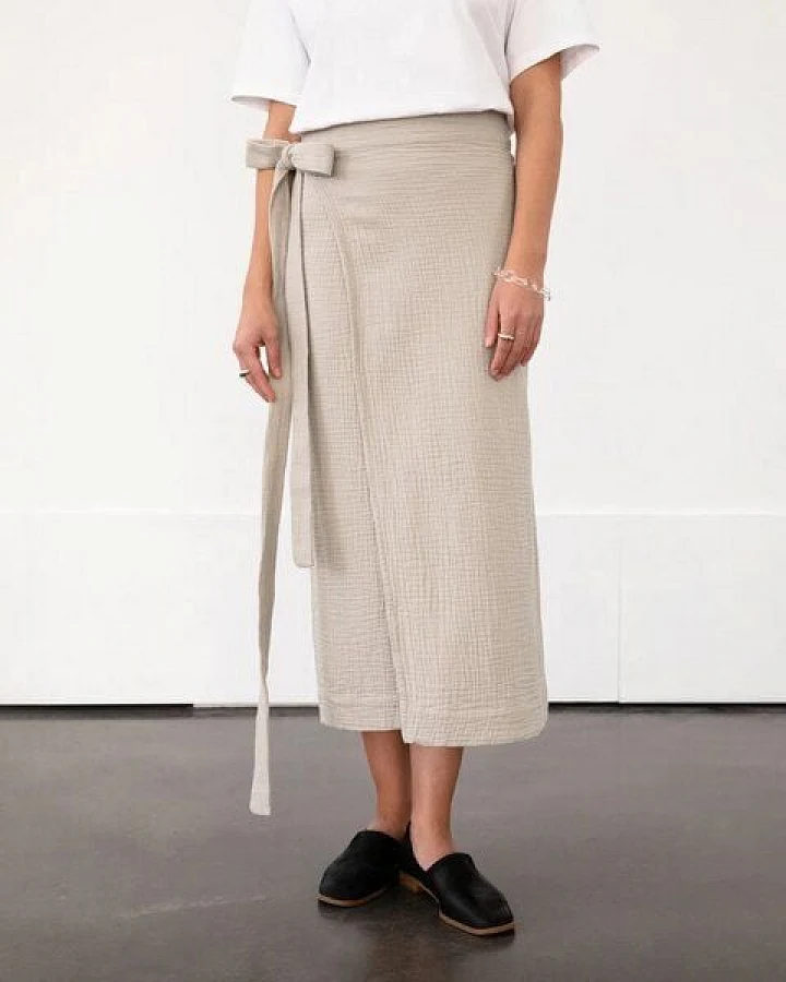 Rotholz Wrap Skirt Muslin Washed Sand