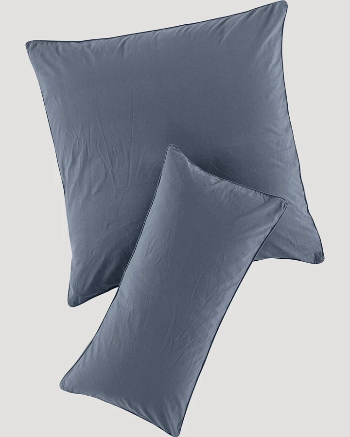 Produktseite: hessnatur Perkal Kissenbezug aus Bio-Baumwolle - blau - Größe 40x40 cm
