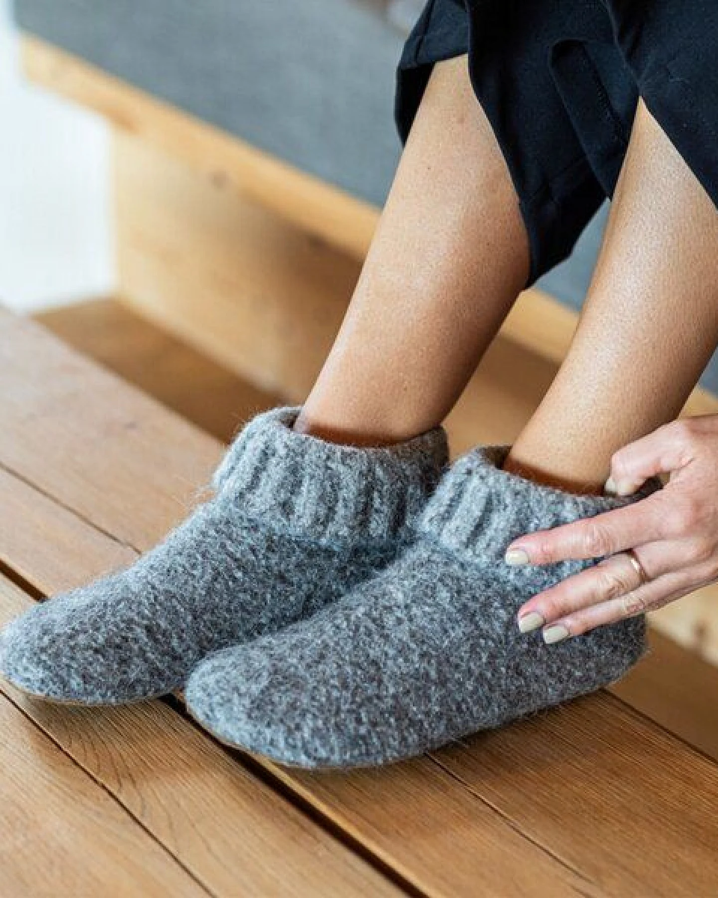 Gottstein Hüttenschuh Knit Boot aus 100% Alpaka-Wolle - Nachhaltige Hausschuhe handgemacht in Tirol – Ansicht 2