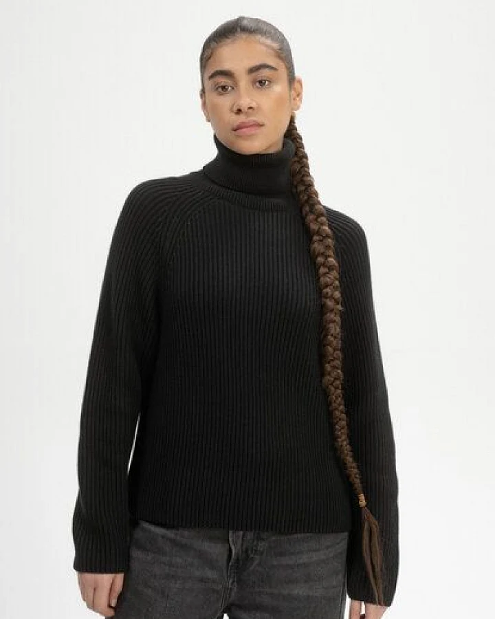 MELA Rippstrick Rollkragenpullover Style CHIRHA aus 100% Bio-Baumwolle