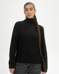 Produktseite: MELA Rippstrick Rollkragenpullover Style CHIRHA aus 100% Bio-Baumwolle