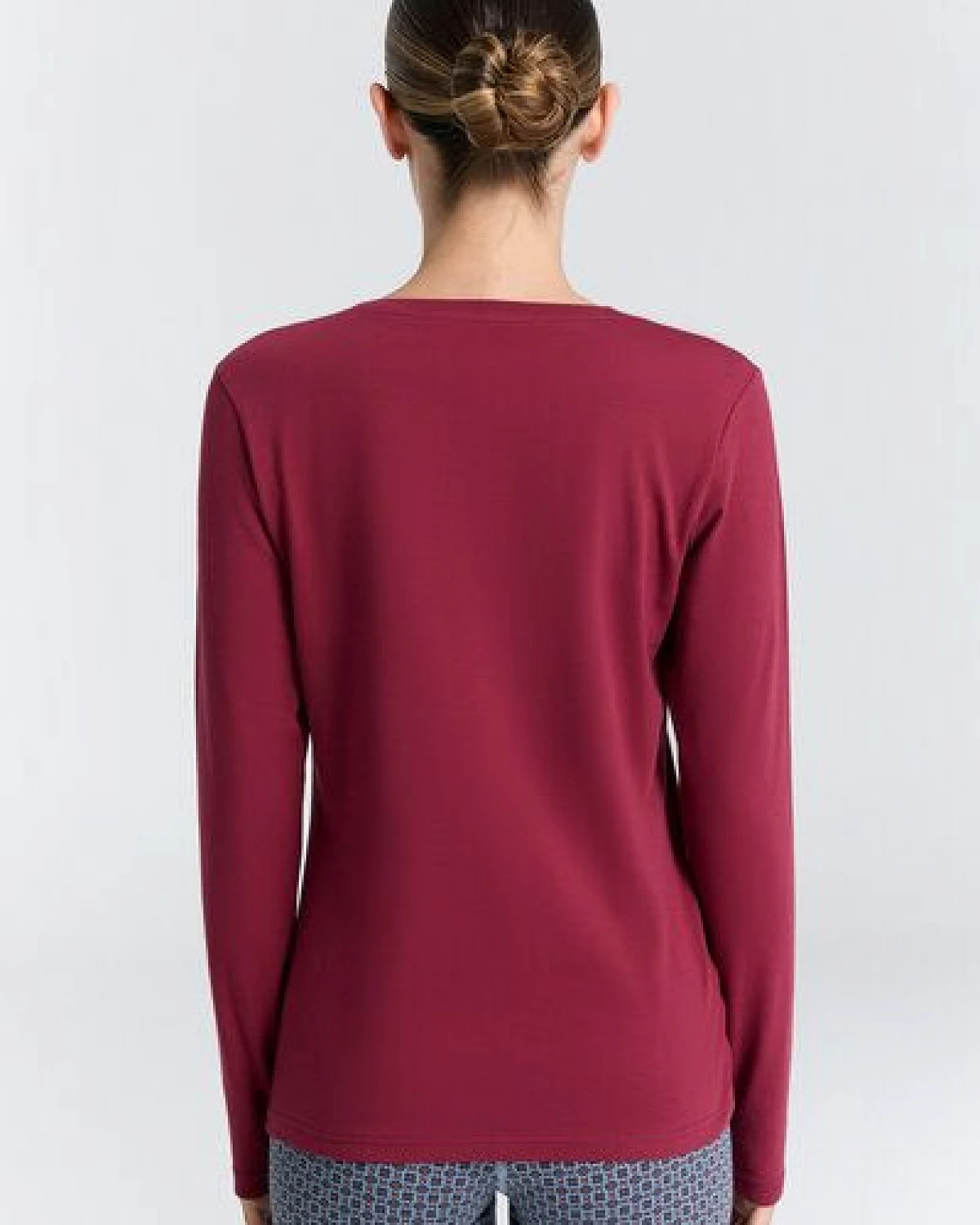 Leela Cotton Damen V-Neck Langarmshirt – Ansicht 2