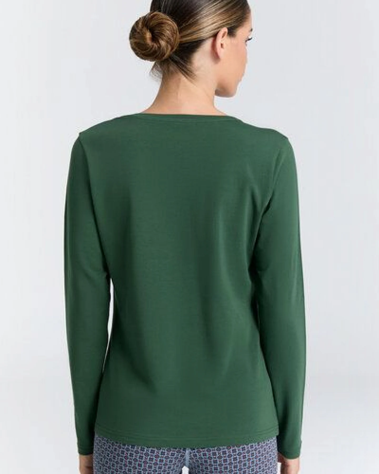 Leela Cotton Damen V-Neck Langarmshirt – Ansicht 2